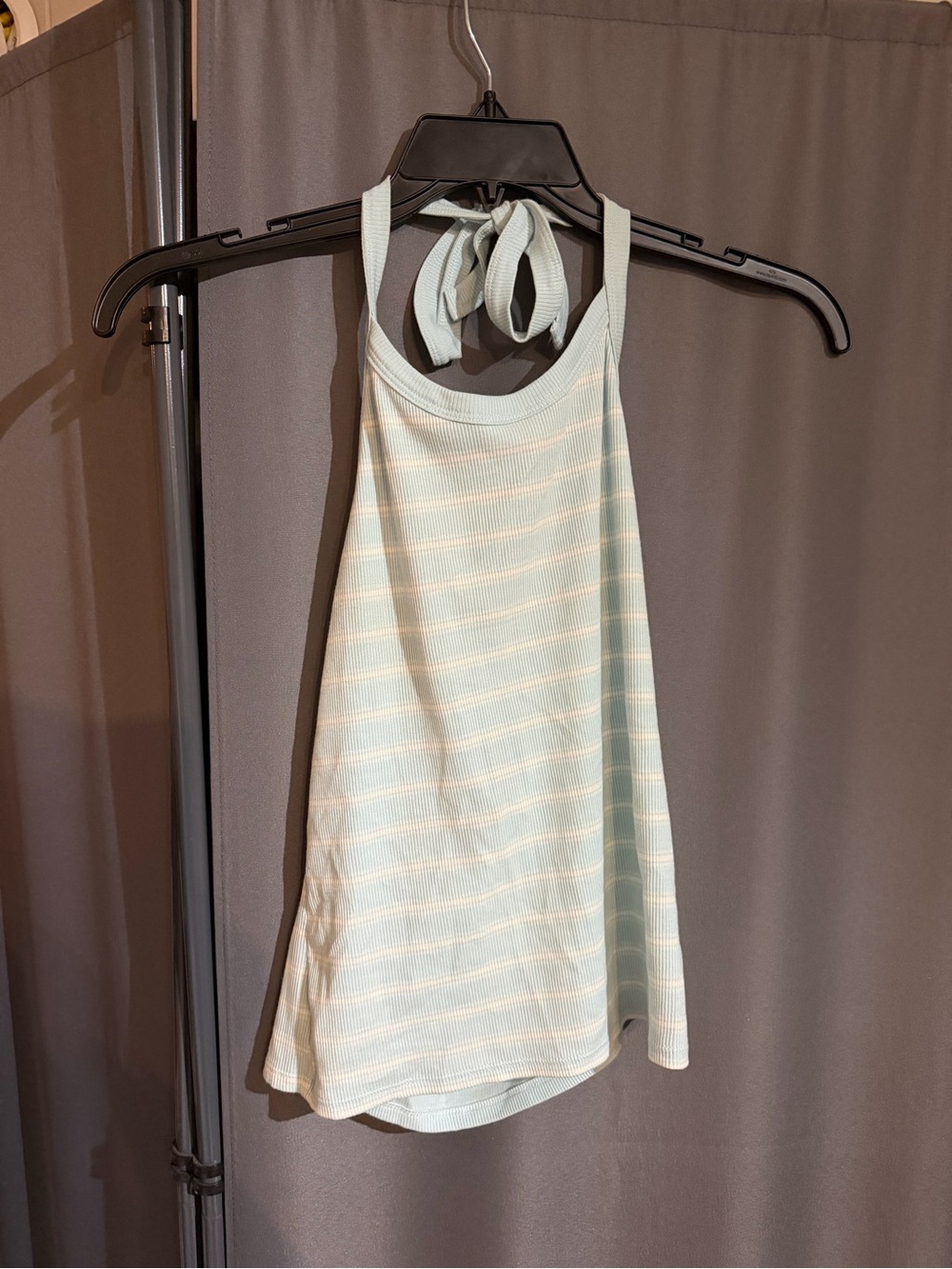 SO Light Mint and White Striped Halter Tank